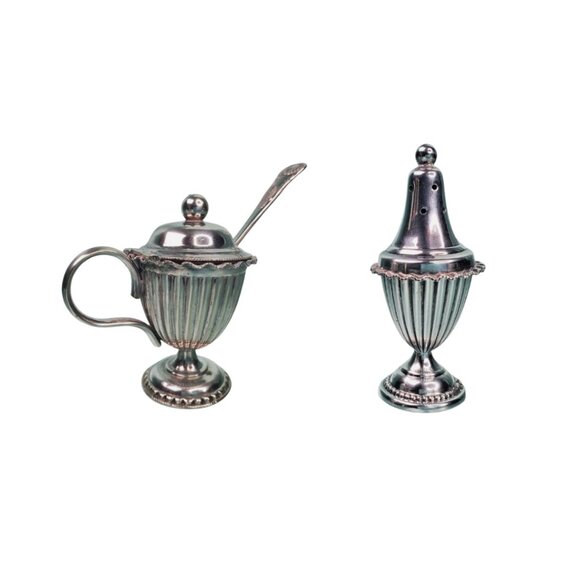 Antique Silver-Plated Salt Cellar Cruet Set: Edwardian Walter Semple Jr. Glasgow - Picture 1 of 12
